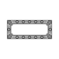 Art Deco Rectangular Frame, Black White Decorative vector