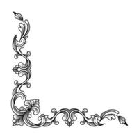 Elegant Corner Ornament Black White vector
