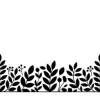 Black And White Botanical Border Leaves, Berries, Minimalist Style vector