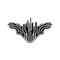 Cyber City Circuitry Minimalist Tech vector