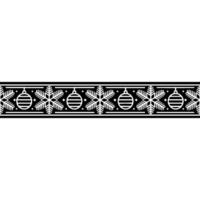 Geometric Christmas Border Ornaments Snowflakes, Monochromatic vector