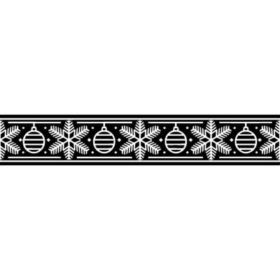 Geometric Christmas Border Ornaments Snowflakes, Monochromatic