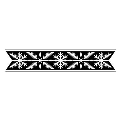 Ornamental Border, Black White Winter Motif, Snowflake Leaf