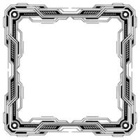 Futuristic Tech Frame Geometric Border, Monochrome vector
