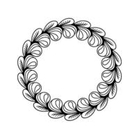 Elegant Black And White Floral Circle Frame, Decorative Border vector