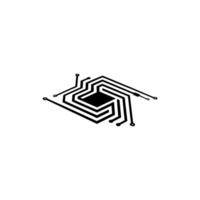 Minimalist Tech Circuit Board Illustration On White vector