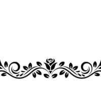Elegant Black Floral Border On Cream Background - Flower vector
