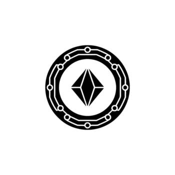 cripto diamante en circuito minimalista símbolo, blockchain vector