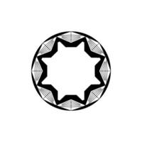 Geometric Black And White Starburst Mandala On White Background vector