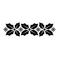 Minimalist Black Holly And Snowflake Border vector