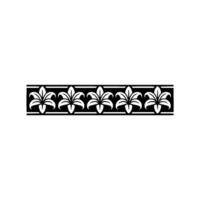 Elegant Floral Border Pattern In Black And White, Minimalist vector