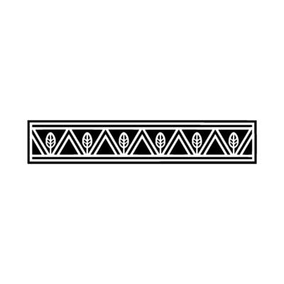 Geometric Leaf Border In Black White, Minimalist Style