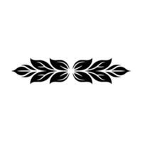 Symmetrical Black Leaf Border, Minimalist On White Background vector