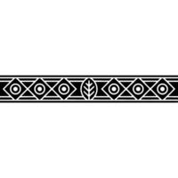 Geometric Border With Leaf Motif, Black White, Decorative Element vector