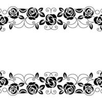 Elegant Black Rose Border With Decorative Flourishes On White Background vector