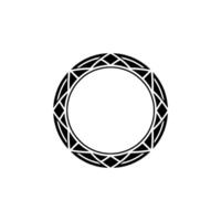 Geometric Circle Ornament In Black And White, Decorative Element vector