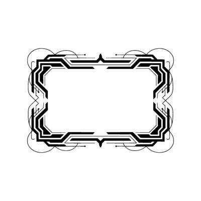 Geometric Art Deco Frame, Minimalist Border On White