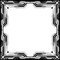 Futuristic Tech Frame Black White Circuitry Border With Empty Space vector