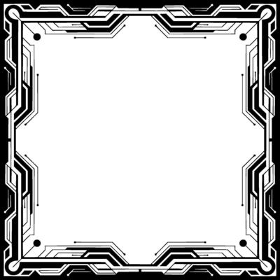 Futuristic Tech Frame Black White Circuitry Border With Empty Space