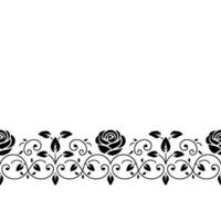 Black Rose Border On White Background, Illustration vector