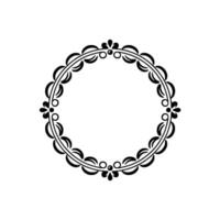 Elegant Black And White Decorative Floral Circle Frame, Minimalist vector