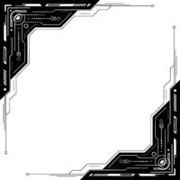 Techy Frame Futuristic Circuitry Border In Black White vector