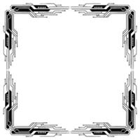 Futuristic Tech Frame Black White Circuit Board Border - Technology vector