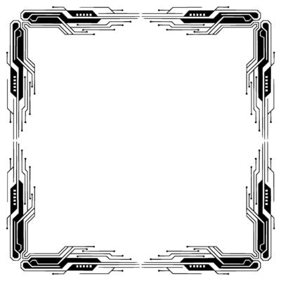 Futuristic Tech Frame Black White Circuit Board Border - Technology