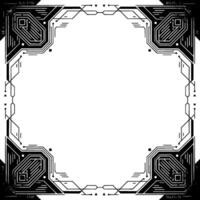 Futuristic Tech Frame Geometric Circuitry Border On Gradient Background vector