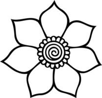 A simple black and white flower outline evoking peaceful meditative calm in a coloring book vector