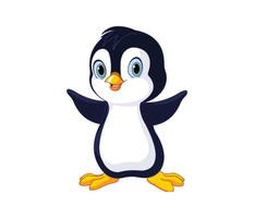An adorable baby penguin joyfully greets the world spreading smiles and cheer on an isolated white vector