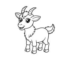Adorable cartoon goat with big eyes ready for a coloring adventure on a white background in bold vector
