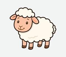 A sweet fluffy lamb stands cheerfully a symbol of innocence and springtime joy in cartoon vector