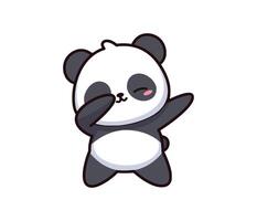 A joyful panda cub adorably strikes a dab pose radiating playful energy and contagious fun simple vector