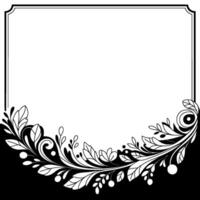 Elegant Floral Border Frame In Black And White, Element For Invitations vector