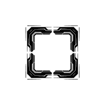 Futuristic Tech Frame Cyberpunk Minimalist On White