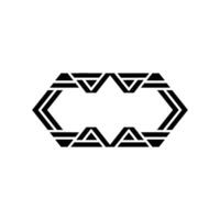 Geometric Hexagon Template Black Lines On White Background vector