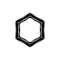 Minimalist Black Geometric Hexagon On Gray Background vector
