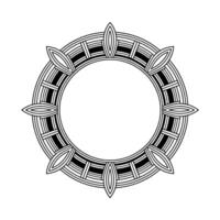 Geometric Circle Frame, Minimalist Black And White, Blank Center vector