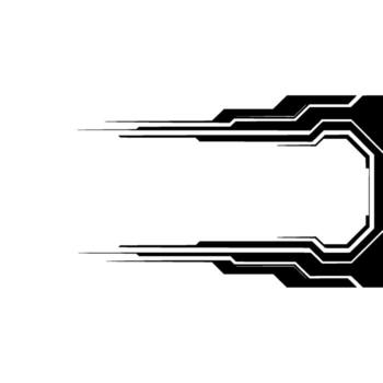 Futuristic Tech Frame Element Black And White Geometric vector