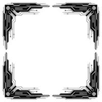 Tech Frame Futuristic Circuitry Border With White Background vector