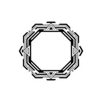 Geometric Black And White Octagon Frame, Art Deco Style, Blank Center vector