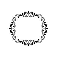 Elegant Black Floral Frame On White Background Decorative Border vector