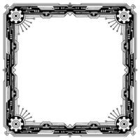 Geometric Tech Frame Black White Circuitry Border vector