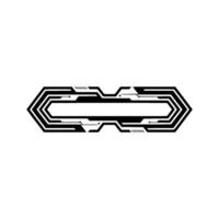 Geometric Tech Element, Black White, Futuristic vector
