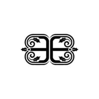 Ornate Decorative Element Symmetrical Black On White vector