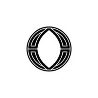 Geometric Black White Oval Emblem On Light Gray Background vector