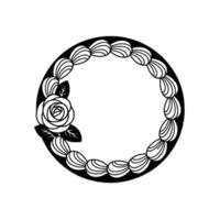 Elegant Black And White Rose Wreath Decorative Floral Frame vector