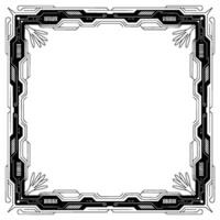 Futuristic Tech Frame Black White Border, Digital, Decorative Element vector