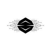 Abstract Tech Symmetrical Black On White vector